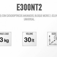 BAGUL TOUR 30 LTS (NEGRE) AMB catadiòptrics FUMATS, BLOC MICRO 2. ICLUYE graella I KIT DE FIXACIÓ UNIVERSAL.