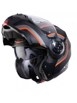 CASCO ABATIBLE CABERG DROID PURE NG/ANT/NARANJA