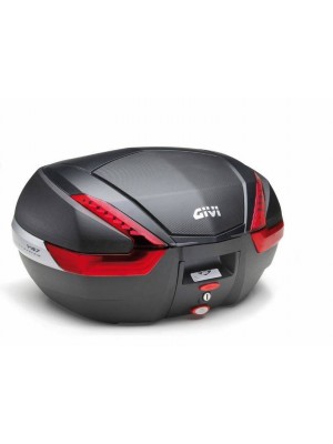 MALETA GIVI V47NN NEGRA 47 LTS CON ACABADO EN TEXTURA DE CARBONO Y CATADRIÓPTICOS ROJO
