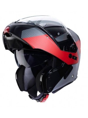 CASCO ABATIBLE CABERG HORUS E6 MATT NEGRO / ROJO / ANTRACITA / PLATA