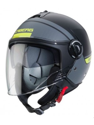 CASCO JET CABERG RIVIERA V4 G1 NERO OPACO/ANTRACITE/GIALLO FLUO