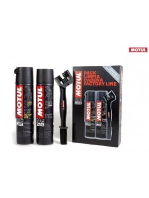 PACK MOTUL MC CARE LIMPIADOR CADENA + LUBRICANTE FACTORY LINE