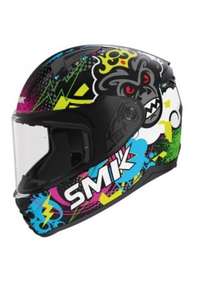 CASCO INTEGRAL SMK BIONIC KID CHIMPZ DECORADO MATT (MA264) ECE 22.06