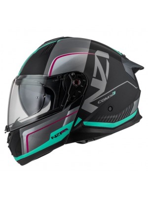 CASCO ABATIBLE NZI COMBI 3 DUO ORBE BLACK&ANTHRACITE&TURQUOISE UN/ECE R.22.06