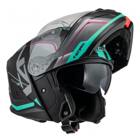 CASC ABATIBLE NZI COMBI 3 DUO ORBE BLACK&ANTHRACITE&TURQUOISE UN/ECE R.22.06