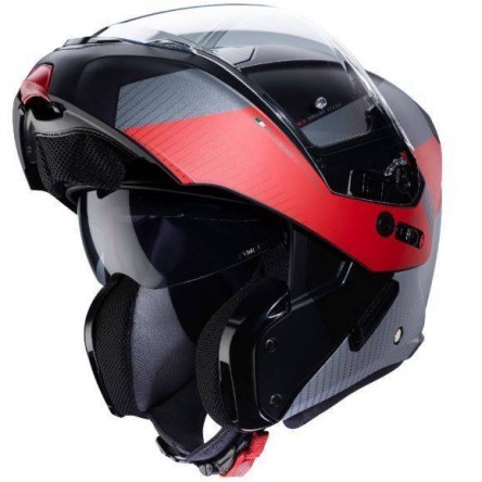 CASCO ABATIBLE CABERG HORUS E6 MATT NEGRO / ROJO / ANTRACITA / PLATA